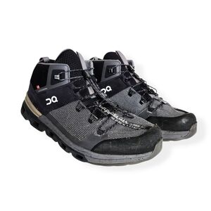 On Running Cloudtrax Men's Lace Up Hiking Shoe Boot Size12 Black Gray